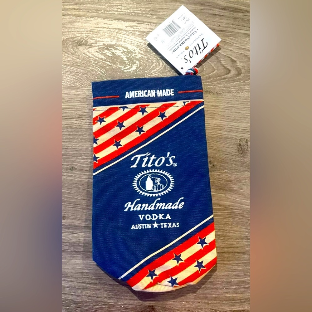 Tito's Handmade Vodka Unique Embroidered Commemorative Canvas Bottle Holder Slee
